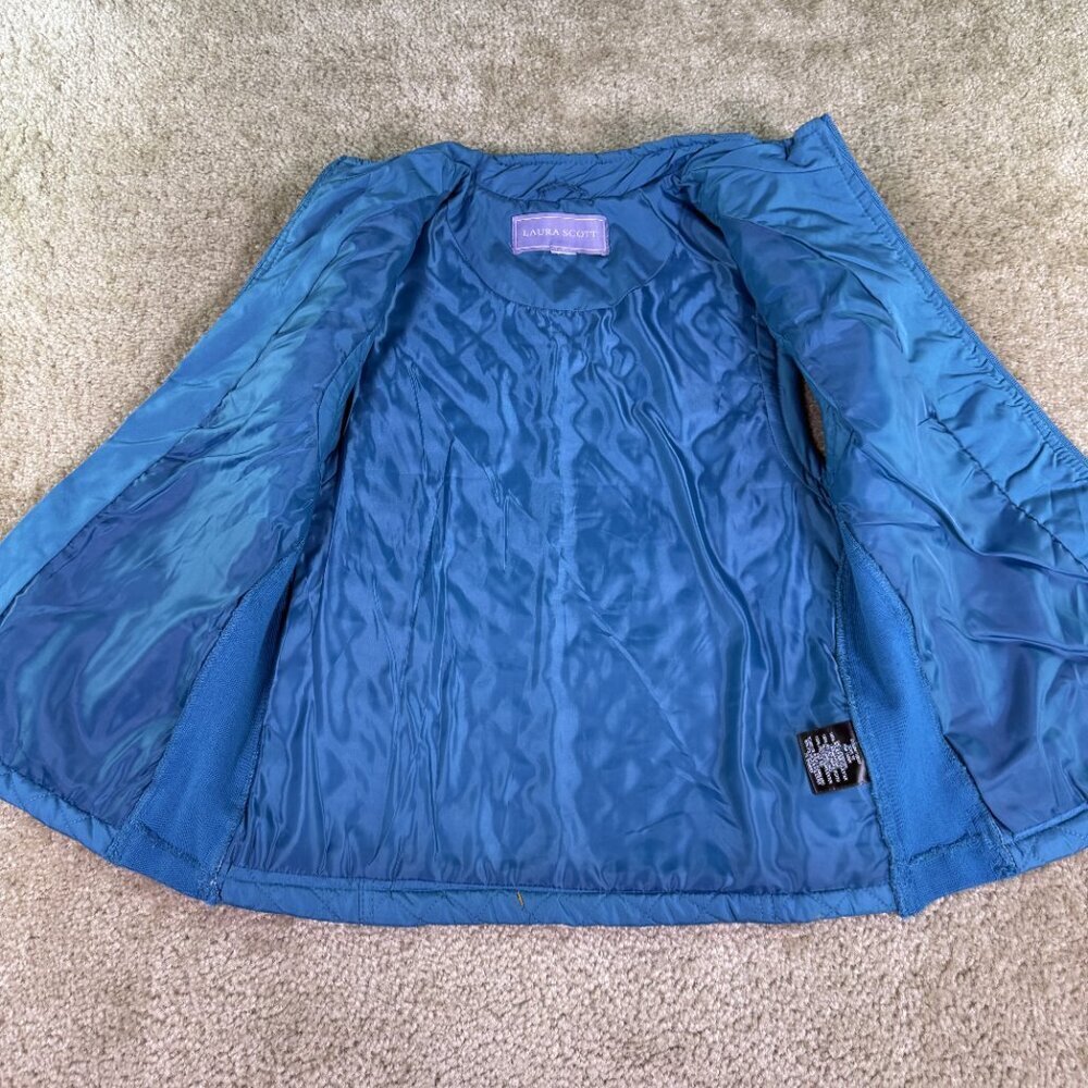 Laura Scott Womens Blue Quilted Vest Zip Front Size Medium Outerwear F061 - Picture 2 of 9